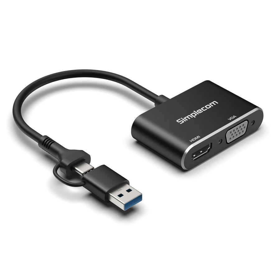 Simplecom DA326C USB 3.0 and USB-C to HDMI + VGA Video Card Adapter Full HD 1080p - SuperSaverAU - view 1