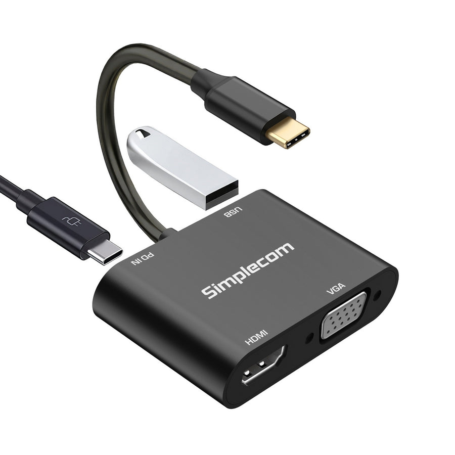 Simplecom DA440 4-in-1 USB-C Multiport Adapter with Power Delivery USB 3.0 VGA HDMI - SuperSaverAU - view 1