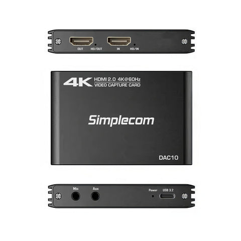 Simplecom HDMI 2.0 to USB 4K@60Hz Video Capture Card, Stream & Record 4K 60FPS - SuperSaverAU - view 2