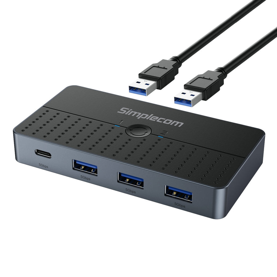 Simplecom KM320 2-Way SuperSpeed USB Switch 4-Port Hub with USB-C USB 3.0 5Gbps - SuperSaverAU - view 1