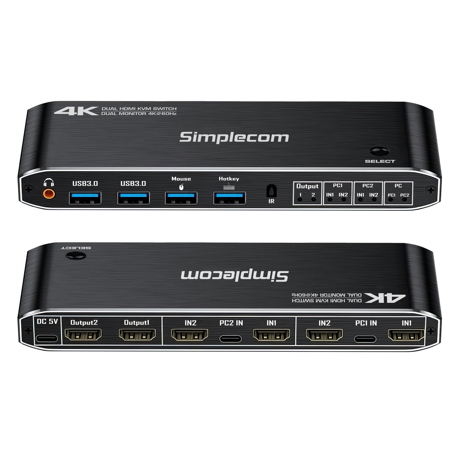 Simplecom Dual HDMI KVM Switch for 2 Computers, 4-Port USB Hub, 4K@60Hz - SuperSaverAU - view 3
