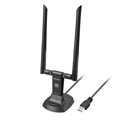 Simplecom NW811v3 AX5400 Tri-Band WiFi 6E USB Adapter with 2x 5dBi High Gain Antennas