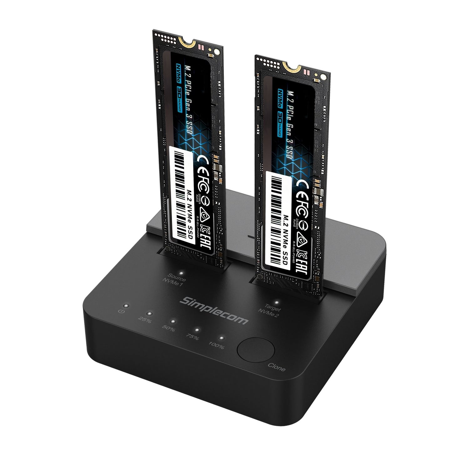 Simplecom SD550v2 USB 3.2 Gen2x2 to Dual Bay NVMe M.2 SSD Docking Station Duplicator Offline Clone - SuperSaverAU - view 1