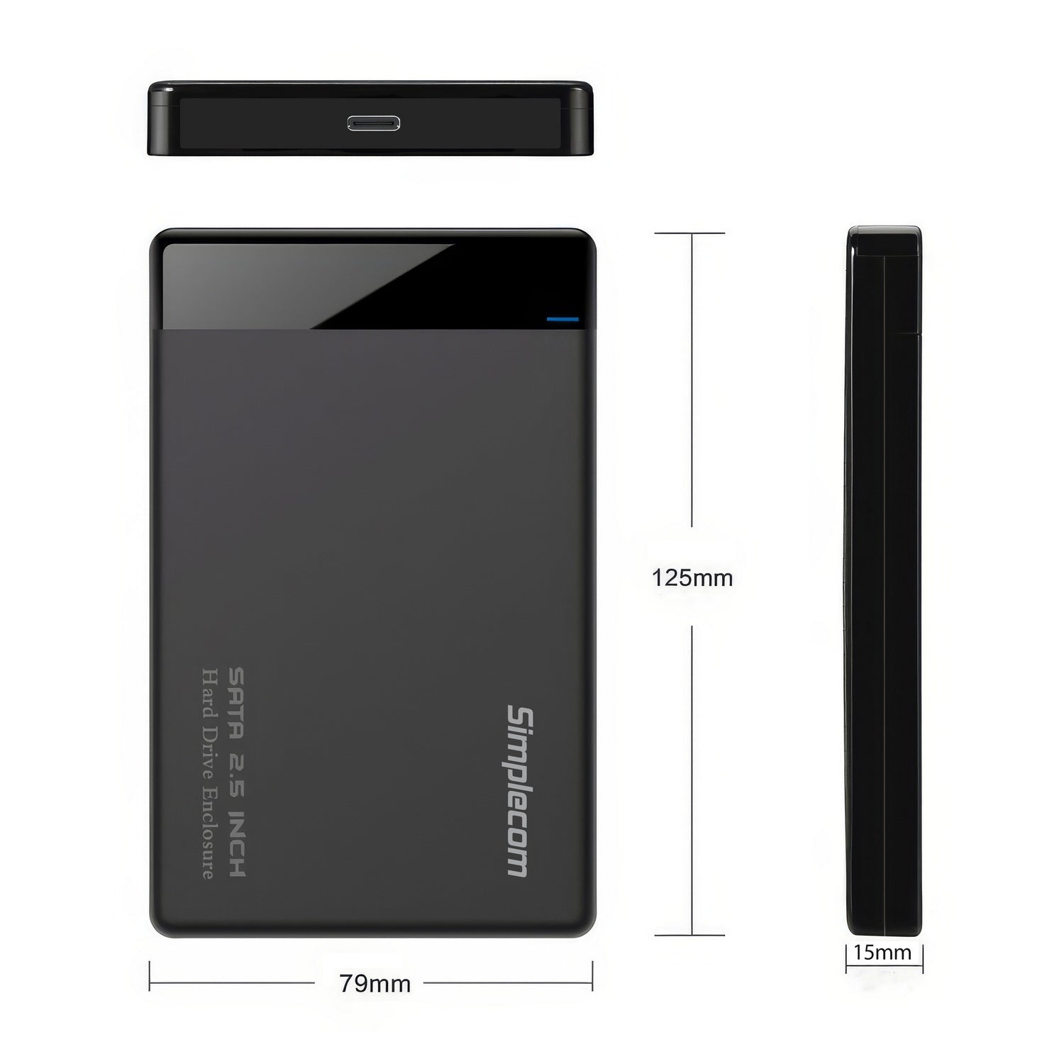 Simplecom SE109 Tool-free 2.5" SATA HDD SSD to USB-C Enclosure USB 3.2 Gen 1 - SuperSaverAU - view 3