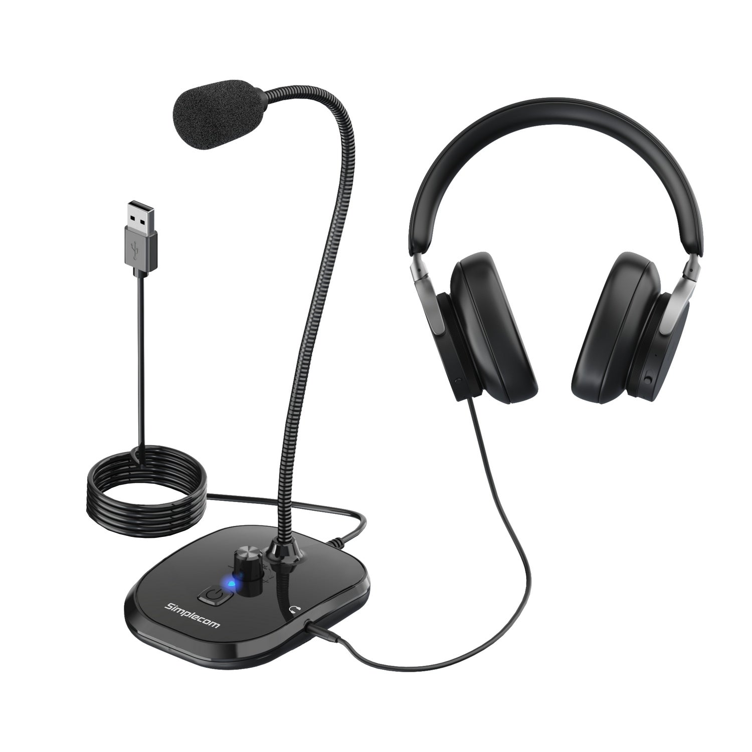 Simplecom UM360 Plug and Play USB Desktop Microphone with Headphone Jack - SuperSaverAU - view 3