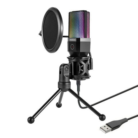 Simplecom UM650 USB Cardioid Condenser Microphone with RGB Tripod Pop Filter
