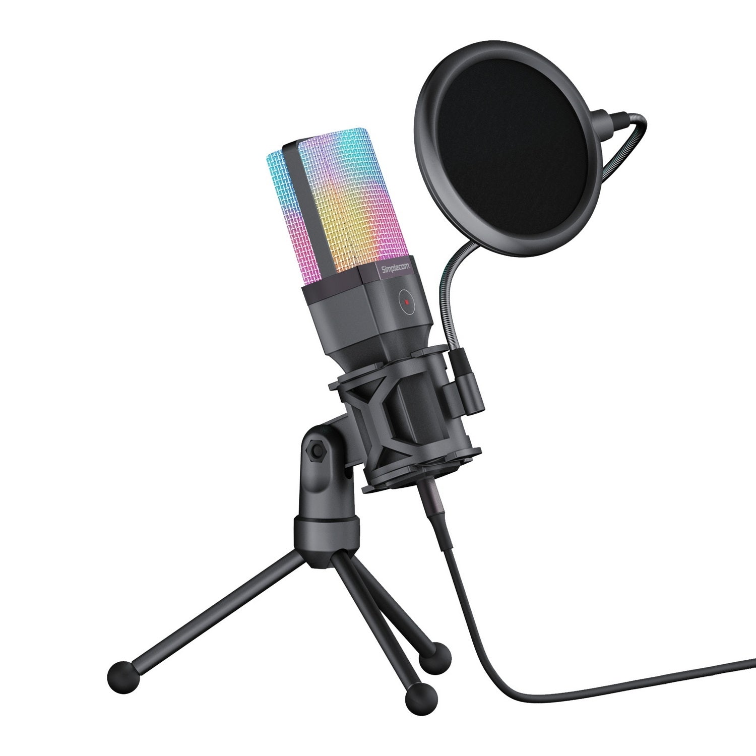 Simplecom UM650 USB Cardioid Condenser Microphone with RGB Tripod Pop Filter