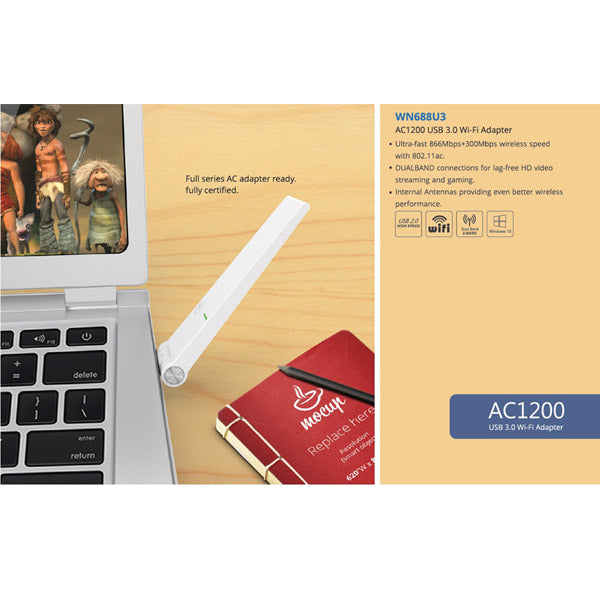 WINSTAR WIRELESS AC1300M DUAL BAND USB 3.0 ADAPTER - SuperSaverAU - view 3