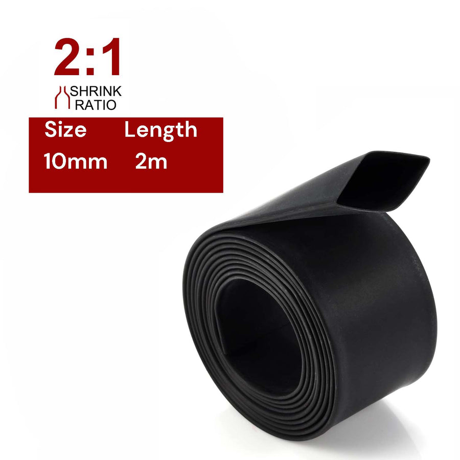 V324 10mm 2:1 Heat Shrink Tubing 2m, Eco-Friendly, Flame Retardant, 600V - SuperSaverAU - view 1