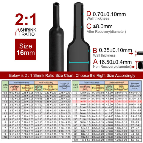 V324 2:1 Heat Shrink Tubing 16mm x 2m, Eco-Friendly, Flame Retardant, 600V - SuperSaverAU - view 1