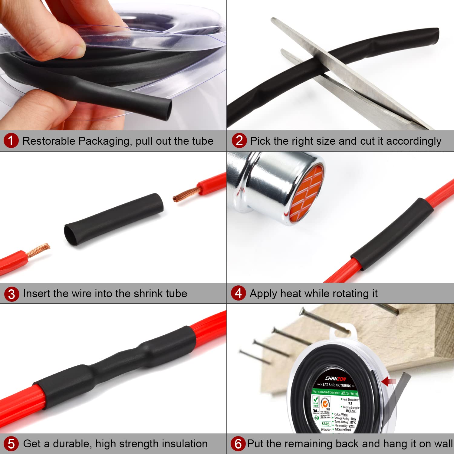 V324 2:1 Heat Shrink Tubing 16mm x 2m, Eco-Friendly, Flame Retardant, 600V - SuperSaverAU - view 2