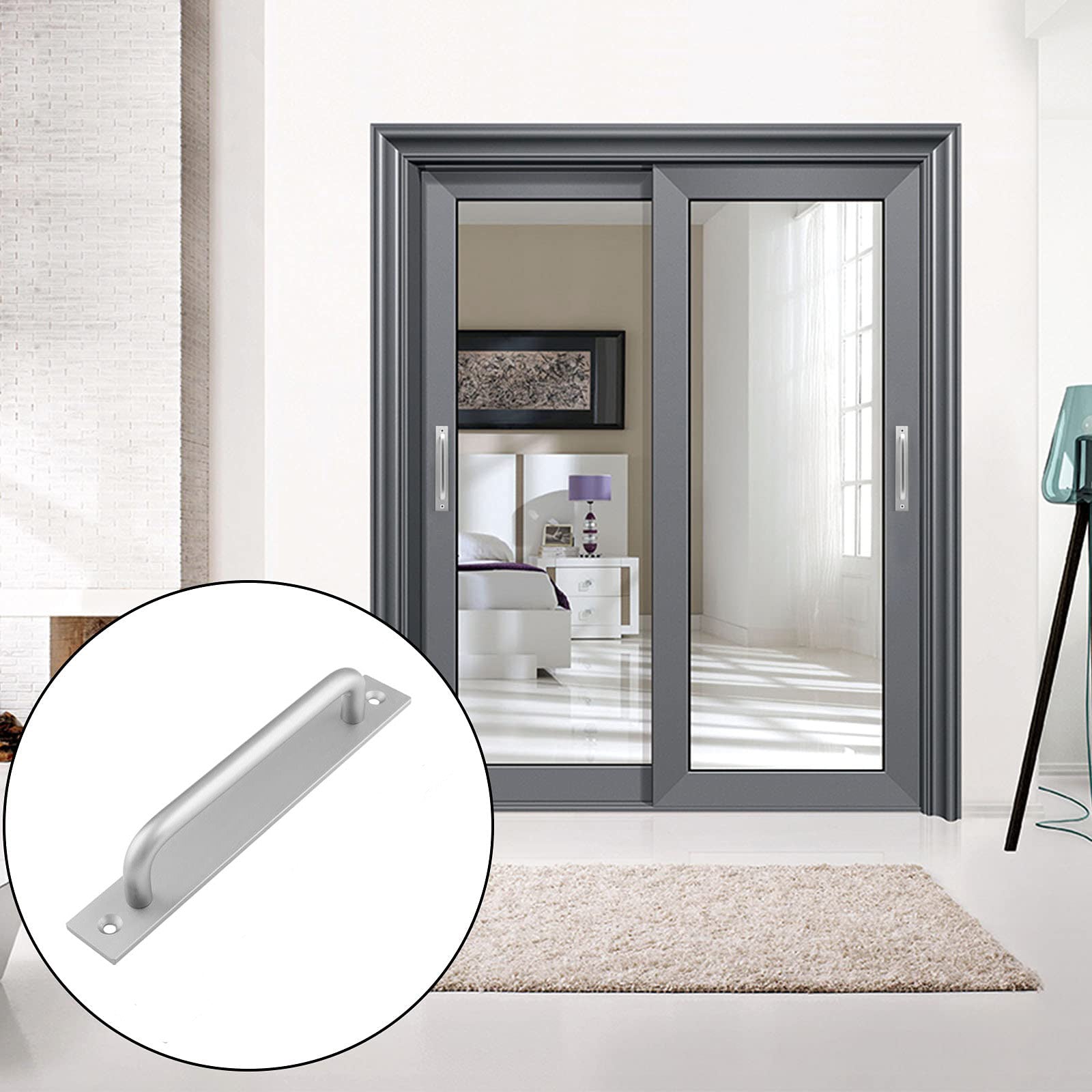 Barn Door Handle 212mm Black Matte Alloy, Rustproof, Easy Installation - SuperSaverAU - view 4