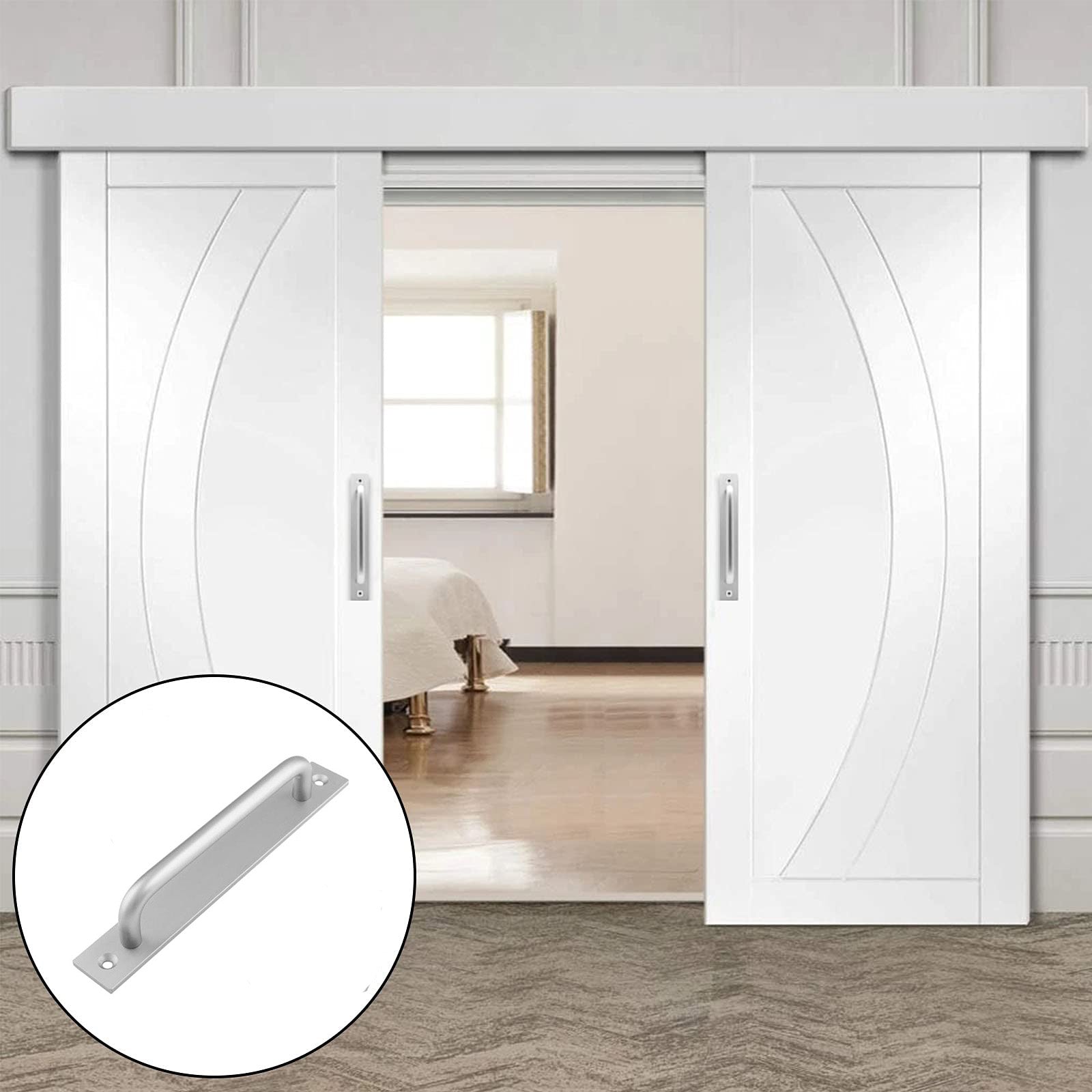 Barn Door Handle 212mm Black Matte Alloy, Rustproof, Easy Installation - SuperSaverAU - view 5