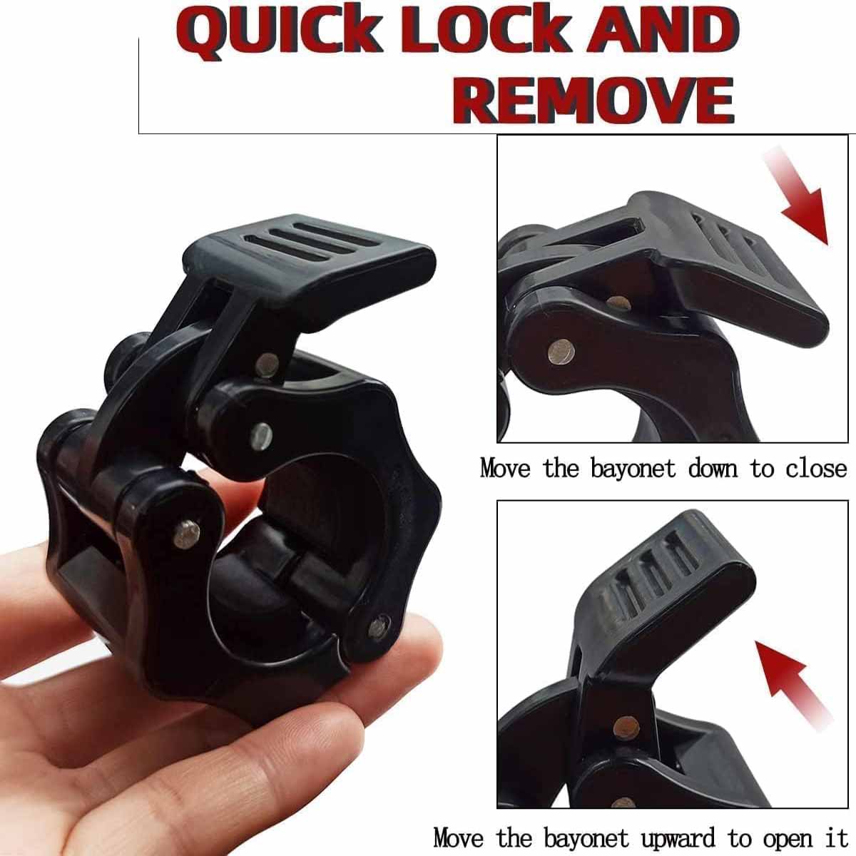 Premium Black 25mm Dumbbell and Barbell Clamps 2 Pack