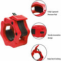 Premium Olympic Quick Release Barbell Clamps with Rubber Grip - Red, 50mm Pair