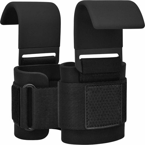 Pair Weight Lifting Hooks Straps Grip Wrist Wrap Support Powerlifting Deadlift Pull Up - SuperSaverAU - view 1