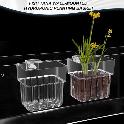 2pc Aquarium Plant Holder - Clear Hanging Planters, 8x8x5.7cm, Hooks Included - SuperSaverAU - view 2