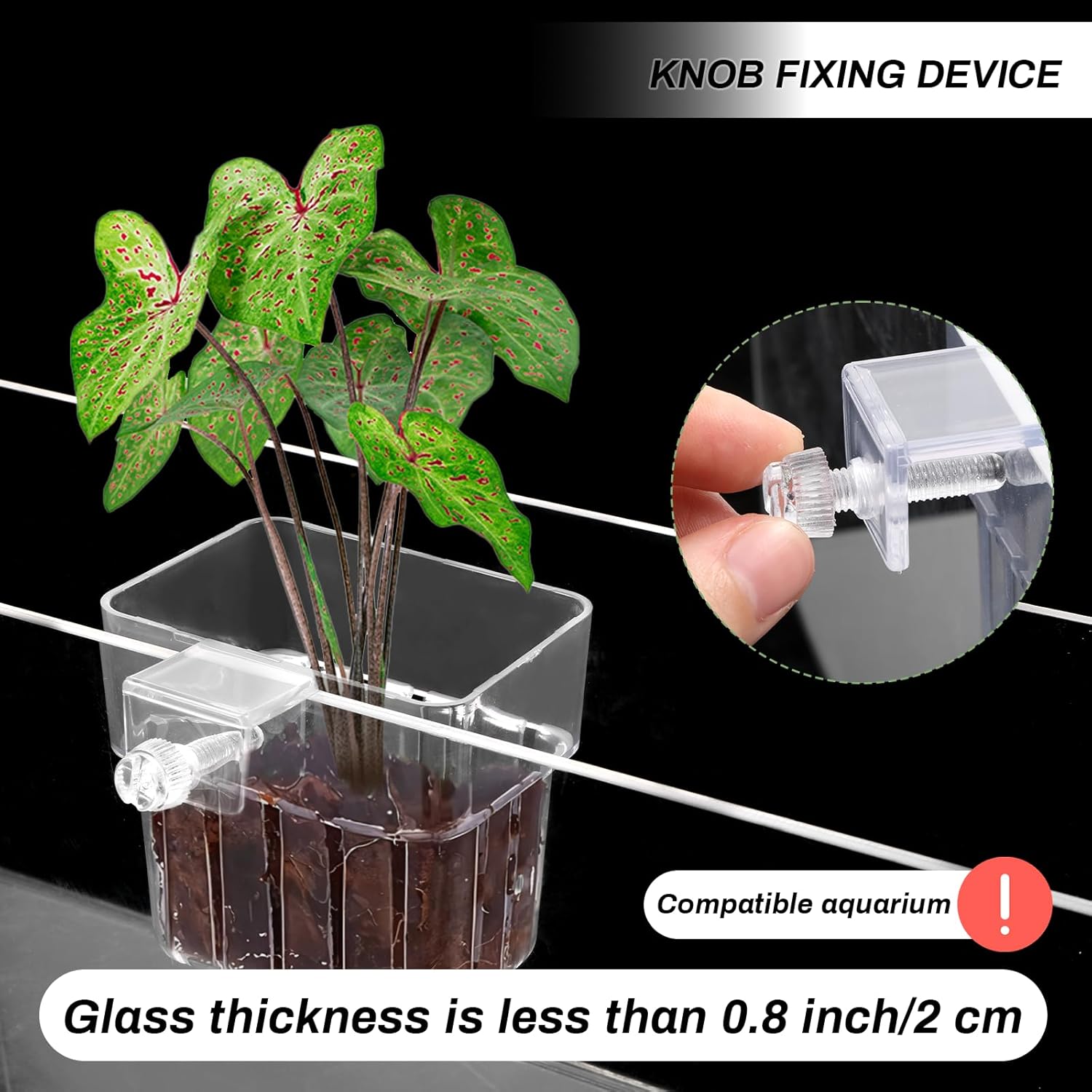 2pc Aquarium Plant Holder - Clear Hanging Planters, 8x8x5.7cm, Hooks Included - SuperSaverAU - view 4