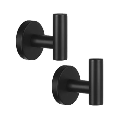 Black Stainless Steel Wall Mount Towel Hooks - 2 Pcs by Premium