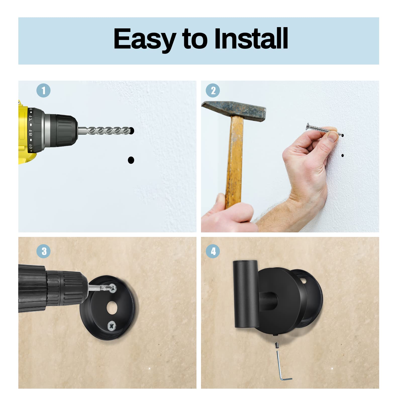 Black Stainless Steel Wall Mount Towel Hooks - 2 Pcs by Premium - SuperSaverAU - view 4