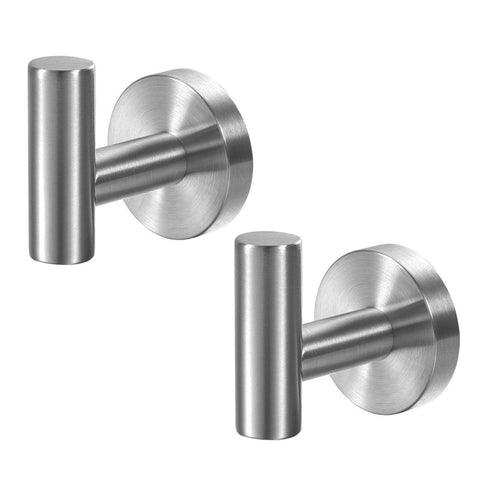 2 Pcs Wall Mount Bathroom Towel Hooks Holder Cloth Hanger Hook Kitchen Door Hanger Brushed Nickel - SuperSaverAU - view 1