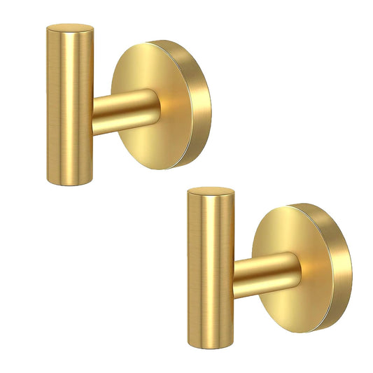 Gold Stainless Steel Wall Mount Towel Hooks - 2 Pcs by Premium