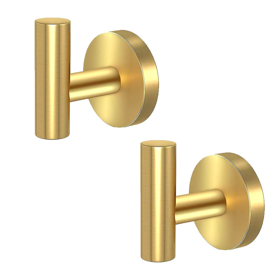 Gold Stainless Steel Wall Mount Towel Hooks - 2 Pcs by Premium - SuperSaverAU - view 1