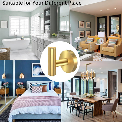 Gold Stainless Steel Wall Mount Towel Hooks - 2 Pcs by Premium - SuperSaverAU - view 2