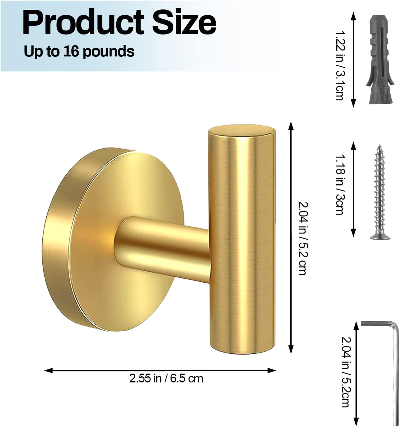 Gold Stainless Steel Wall Mount Towel Hooks - 2 Pcs by Premium