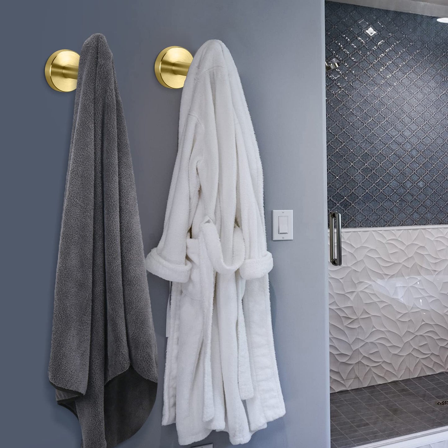 Gold Stainless Steel Wall Mount Towel Hooks - 2 Pcs by Premium