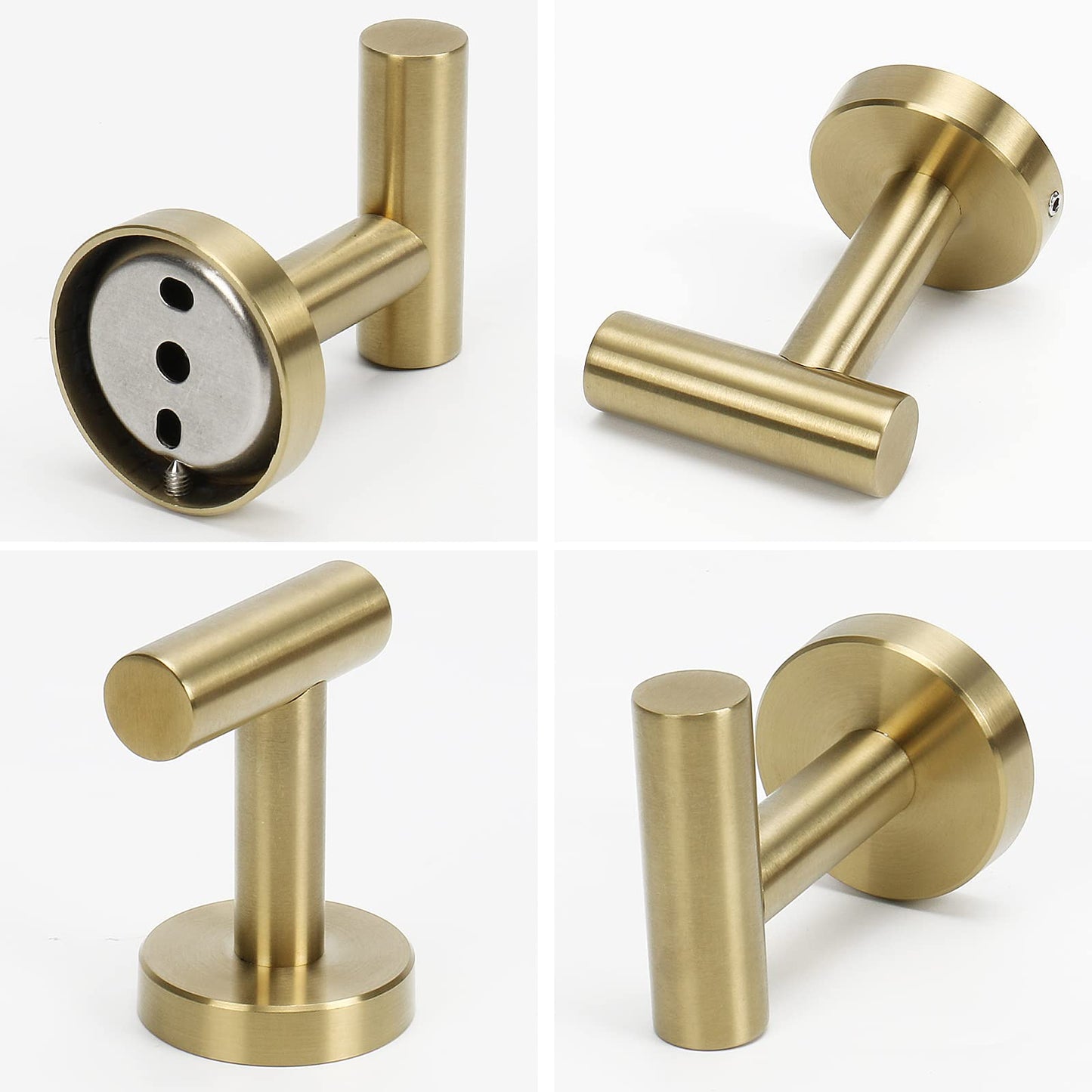 Gold Stainless Steel Wall Mount Towel Hooks - 2 Pcs by Premium