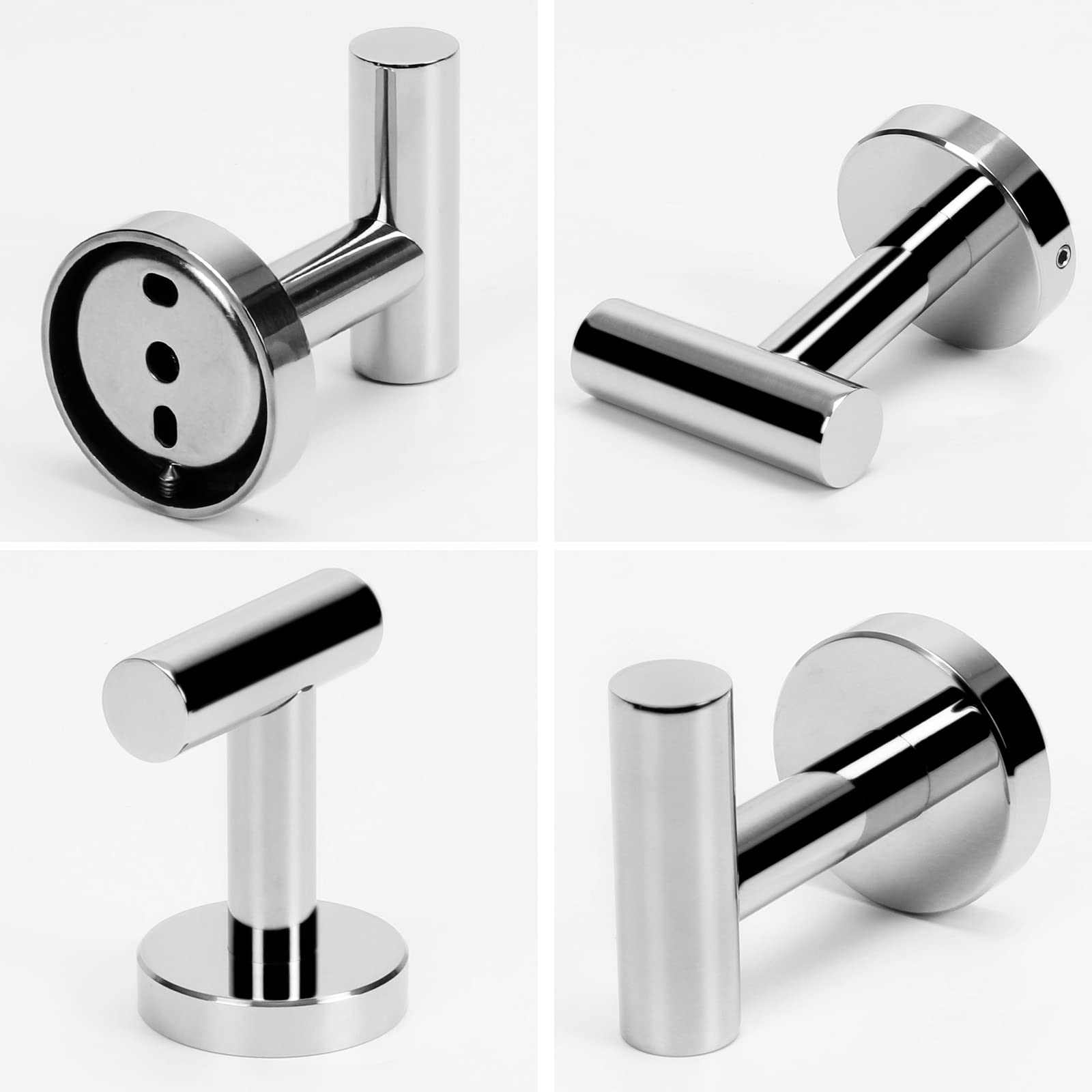 Polished Chrome 2 Pcs Wall Mount Towel Hooks, Rustproof, Easy Install, Modern Design - SuperSaverAU - view 5
