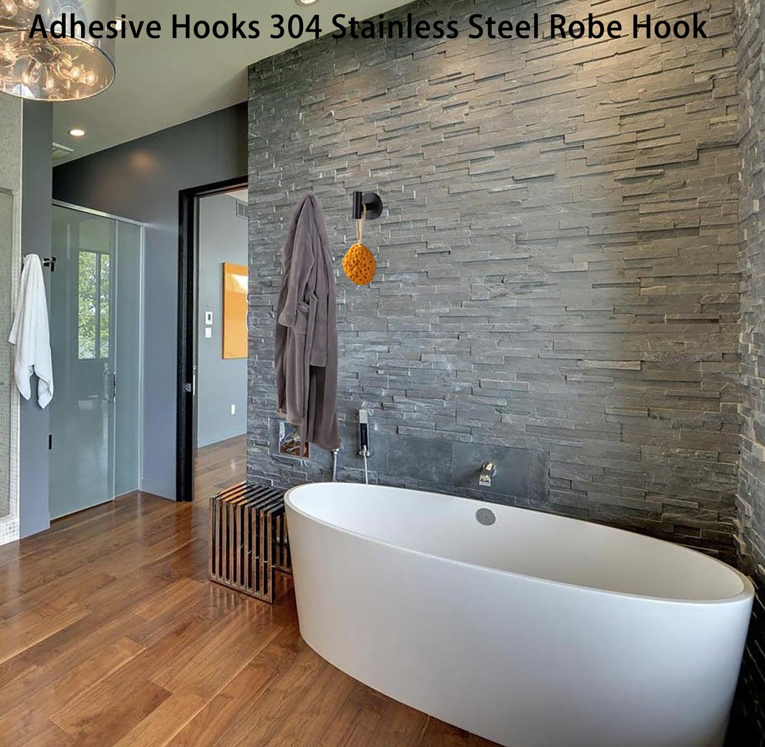 Premium Black 2 Pack Self Adhesive 304 Stainless Steel Towel Hooks