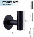 Premium Black 2 Pack Self Adhesive 304 Stainless Steel Towel Hooks