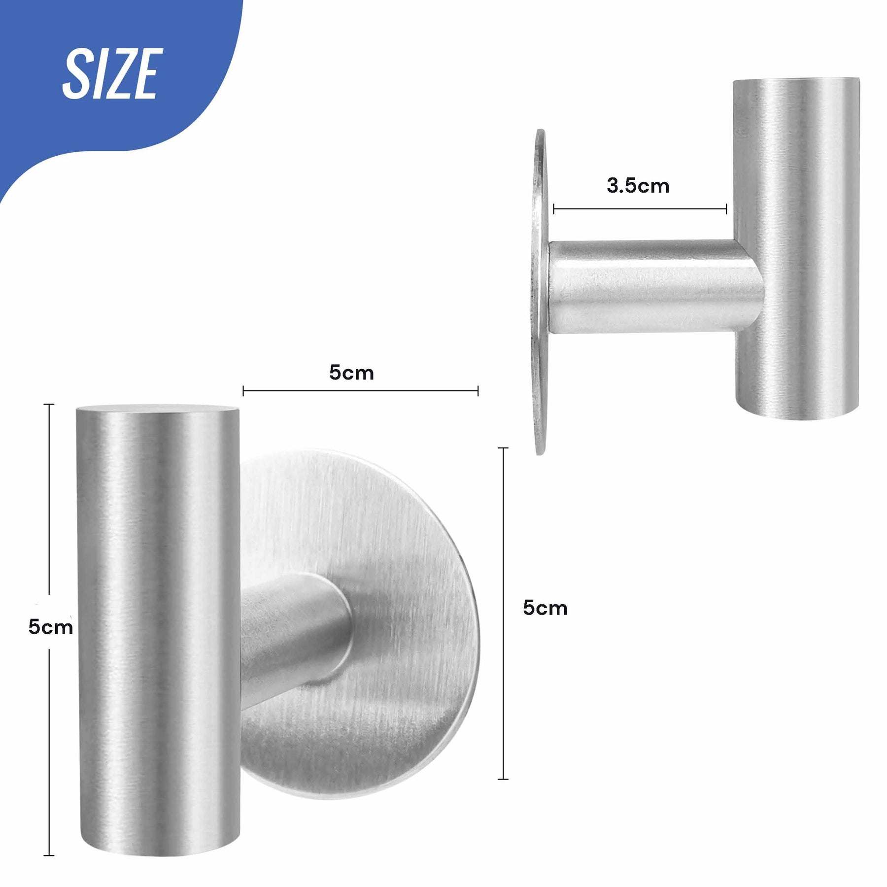 Premium Brushed Nickel 2 Pack Self Adhesive 304 Stainless Steel Towel Hooks