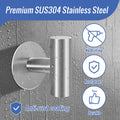 Premium Brushed Nickel 2 Pack Self Adhesive 304 Stainless Steel Towel Hooks