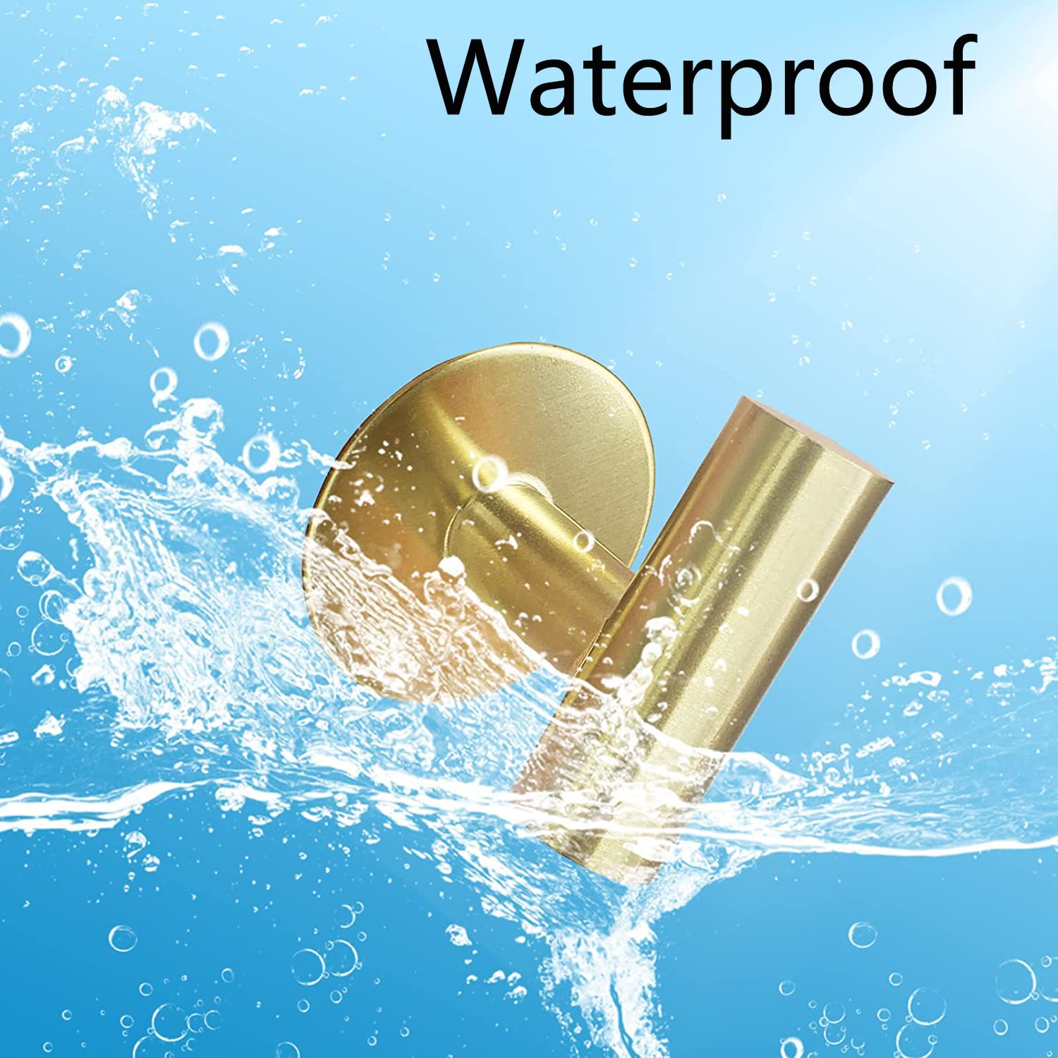 Premium Gold 2 Pack Self Adhesive 304 Stainless Steel Towel Hooks