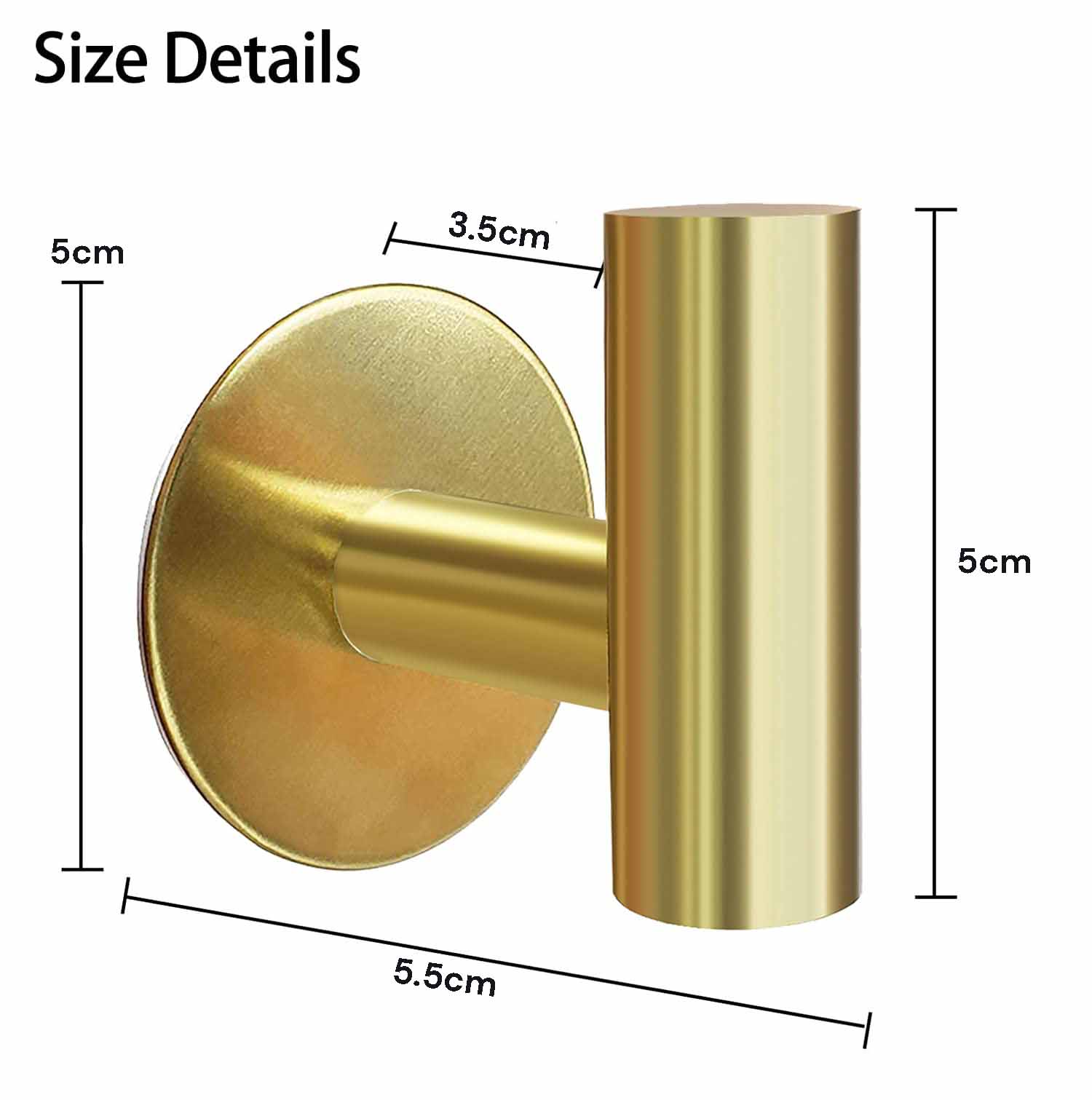 Premium Gold 2 Pack Self Adhesive 304 Stainless Steel Towel Hooks