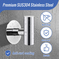 Premium Polished Chrome 2 Pack Self Adhesive 304 Stainless Steel Towel Hooks