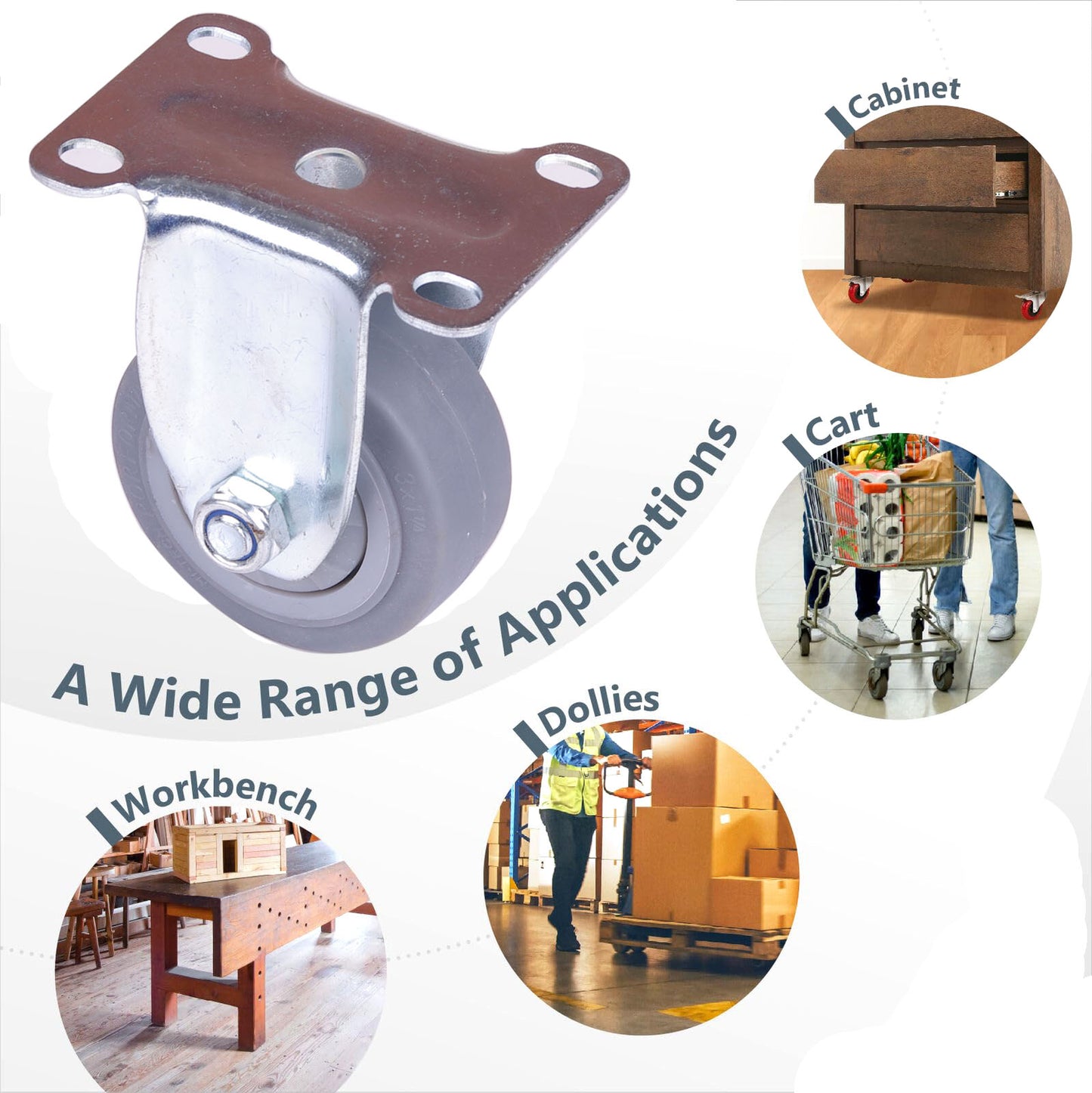 3 inch Heavy Duty Fixed Caster Wheels for Furniture and Workbench