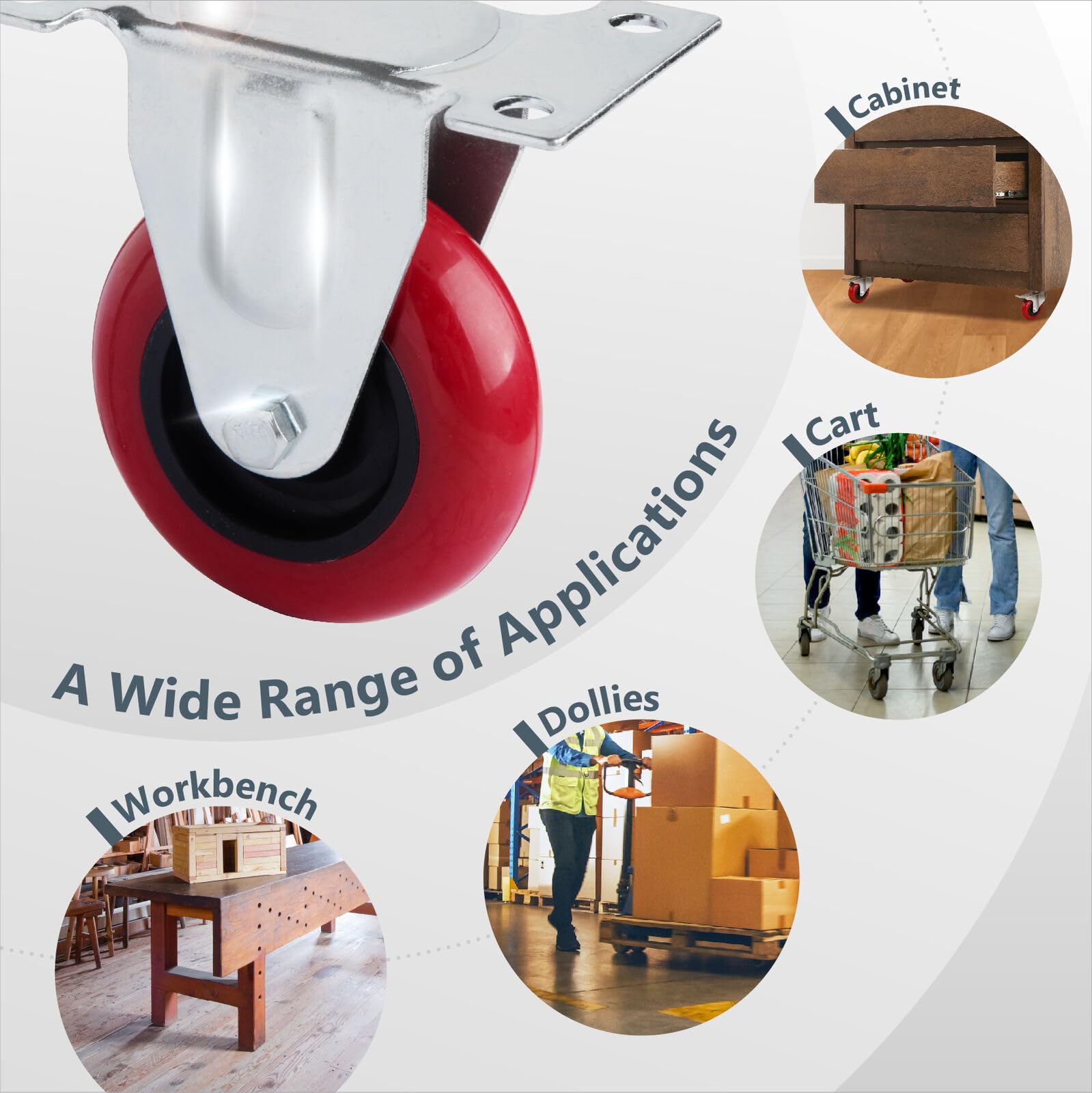 4 inch Heavy Duty Fixed Caster Casters Wheels Castor for Furniture and Workbench Cart - SuperSaverAU - view 3