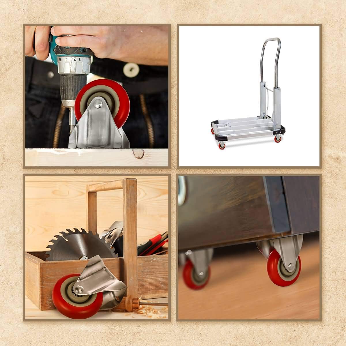 4 inch Heavy Duty Fixed Caster Casters Wheels Castor for Furniture and Workbench Cart - SuperSaverAU - view 6