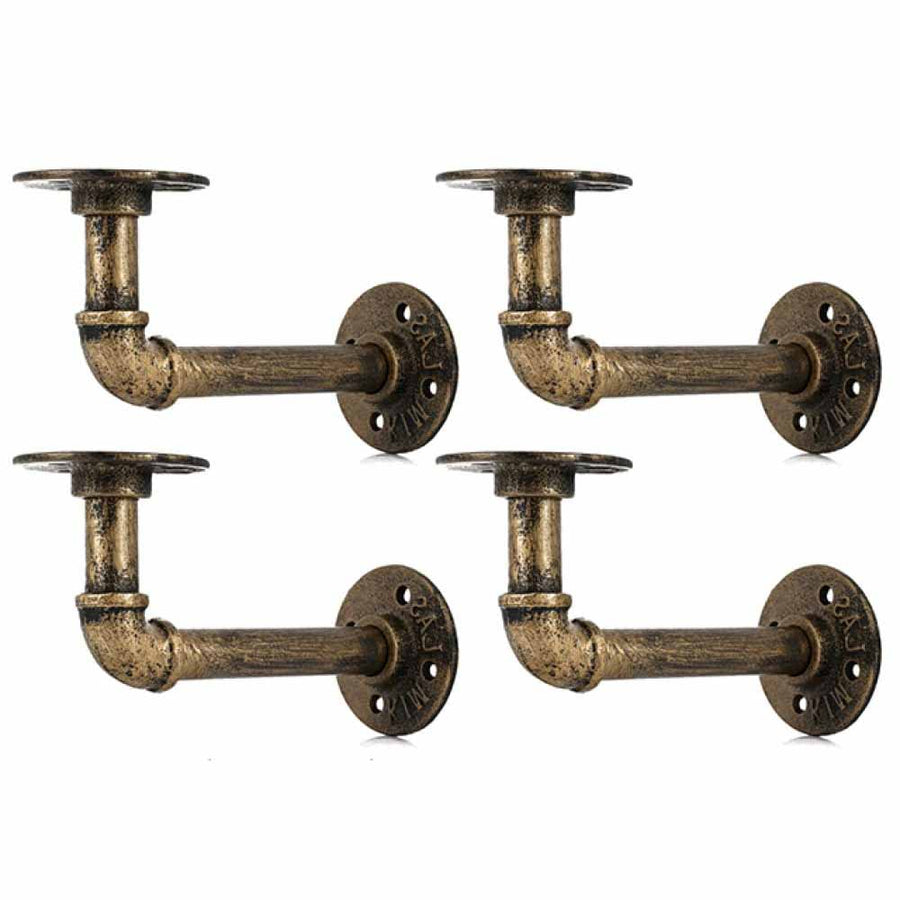 4PCS Industrial Pipe Shelf Bracket 18cm-34cm Depth, 30kg Support, Easy Install - SuperSaverAU - view 1