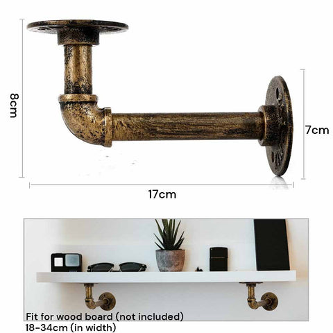 4PCS Industrial Pipe Shelf Bracket 18cm-34cm Depth, 30kg Support, Easy Install - SuperSaverAU - view 2