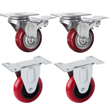 4" Heavy Duty Caster Wheels - 2x Swivel with Brake & 2x Fixed, 520kg Load Capacity