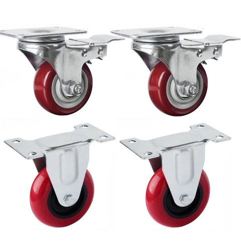 4" Heavy Duty Caster Wheels - 2x Swivel with Brake & 2x Fixed, 520kg Load Capacity - SuperSaverAU - view 1