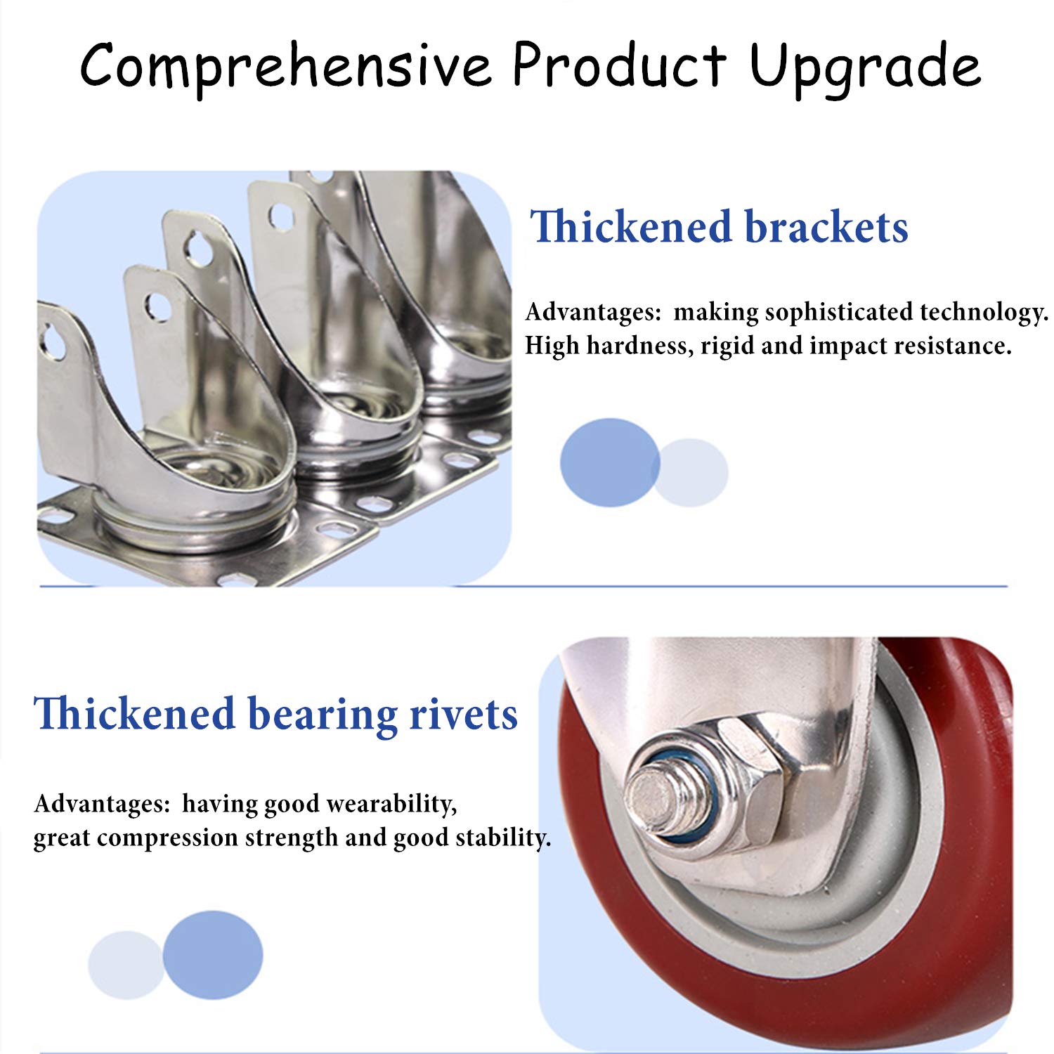 4" Heavy Duty Caster Wheels - 2x Swivel with Brake & 2x Fixed, 520kg Load Capacity - SuperSaverAU - view 7
