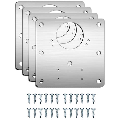 Premium 4 Pack Cabinet Hinge Repair Plate Brackets with Screws