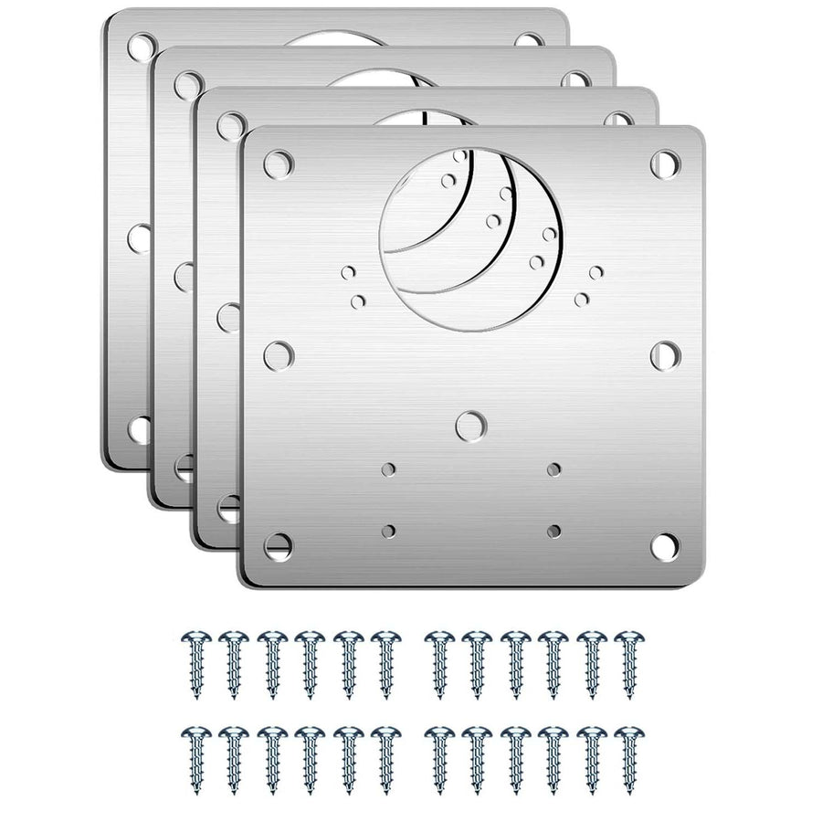 Premium 4 Pack Cabinet Hinge Repair Plate Brackets with Screws