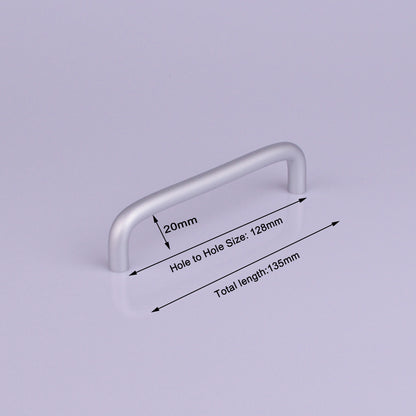 Aluminium Kitchen Cabinet Handle Pull 128mm, Modern European Style, Silver